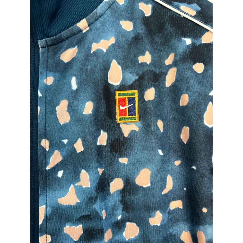 Nike Court Dri-FIT Women Track Jacket Blue Abstract Print Full Zip Medium CV4684